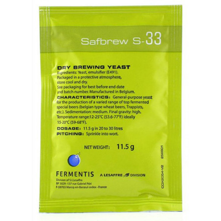 Дрожжи пивные Safbrew S-33, 11.5гр.